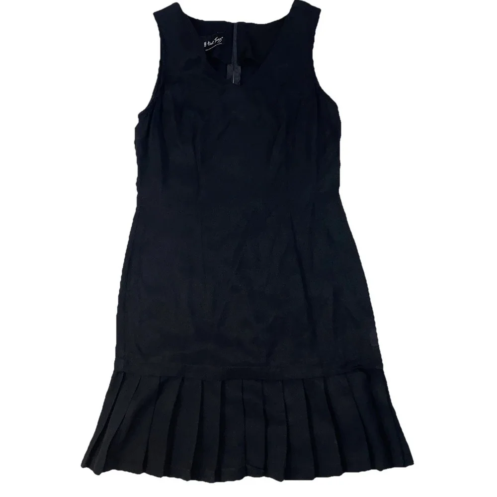 Vintage 90s All That Jazz Skater Dress Womens 7/8 Black Sheath‎ Pleated Hem